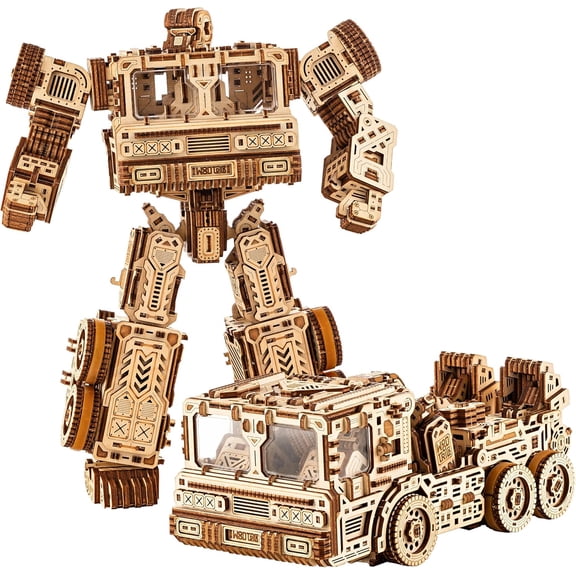 Wood Trick Timbertron Robot & Truck 3D Wooden Puzzles for Adults to Build - Rides up to 9 ft - Wooden Models Engineering DIY Project Mechanical 3D Puzzles Model Kits for Adults