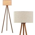 thumbnail image 1 of Wood Tripod Floor Lamp for Bedroom, Farmhouse Wooden Floor lamp with 3 Color Temparature LED Bulb for Living Room, Office, Footswitch,ETL Listed/Brown Wood Color, 1 of 14