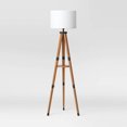 thumbnail image 1 of Wood Tripod Floor Lamp with Shelf Brown, 1 of 1