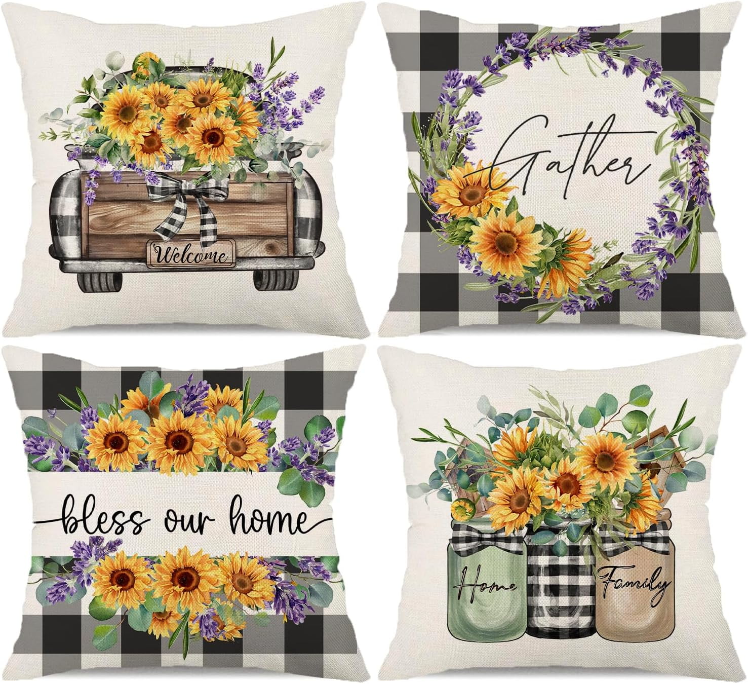 Sivirary Fall Pillow Covers Set Of 2 - 18x18 Inch, Pumpkin Sunflower Print, Autumn Home Decor - View #4