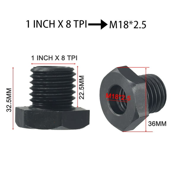 Wood Turning Lathe Headstock Spindle Chuck Adapter M18X2.5 To 1-8Tpi Tool