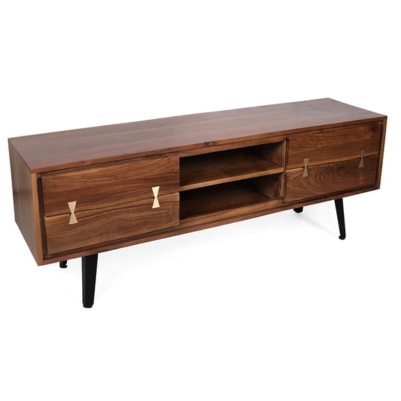 Wood Tv Console , 57.9x13.8x17.7", Classic Style Living Room Entertainment Media Stand, Chic Decor