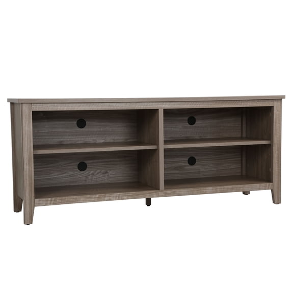 Wood Tv Stand For Tvs To 55, 65 Inch Fla T Screen,Entertainment Center With Bookshelves,Farmhouse Tv Stand Brown(brown)