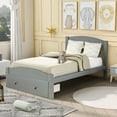 thumbnail image 1 of Wood Twin Bed Frame, BTMWAY Twin Platform Bed Frame No Box Spring Needed, Platform Twin Bed Frame with Headboard/Storage Drawer, Modern Single Platform Bed Frame for Bedroom Dormitory, Gray, R2450, 1 of 10
