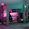 thumbnail image 1 of Wood Twin Size Gaming Loft Bed With Desk, Multi-Storage Shelves, Led And Charging Station, Dark Gray, 1 of 9