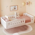 thumbnail image 1 of Wood Twin Size Platform Bed with Guardrail, White, 1 of 5