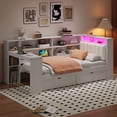 thumbnail image 1 of Platform Bed with Storage Shelves and Charging Station, Twin Size, 1 of 22
