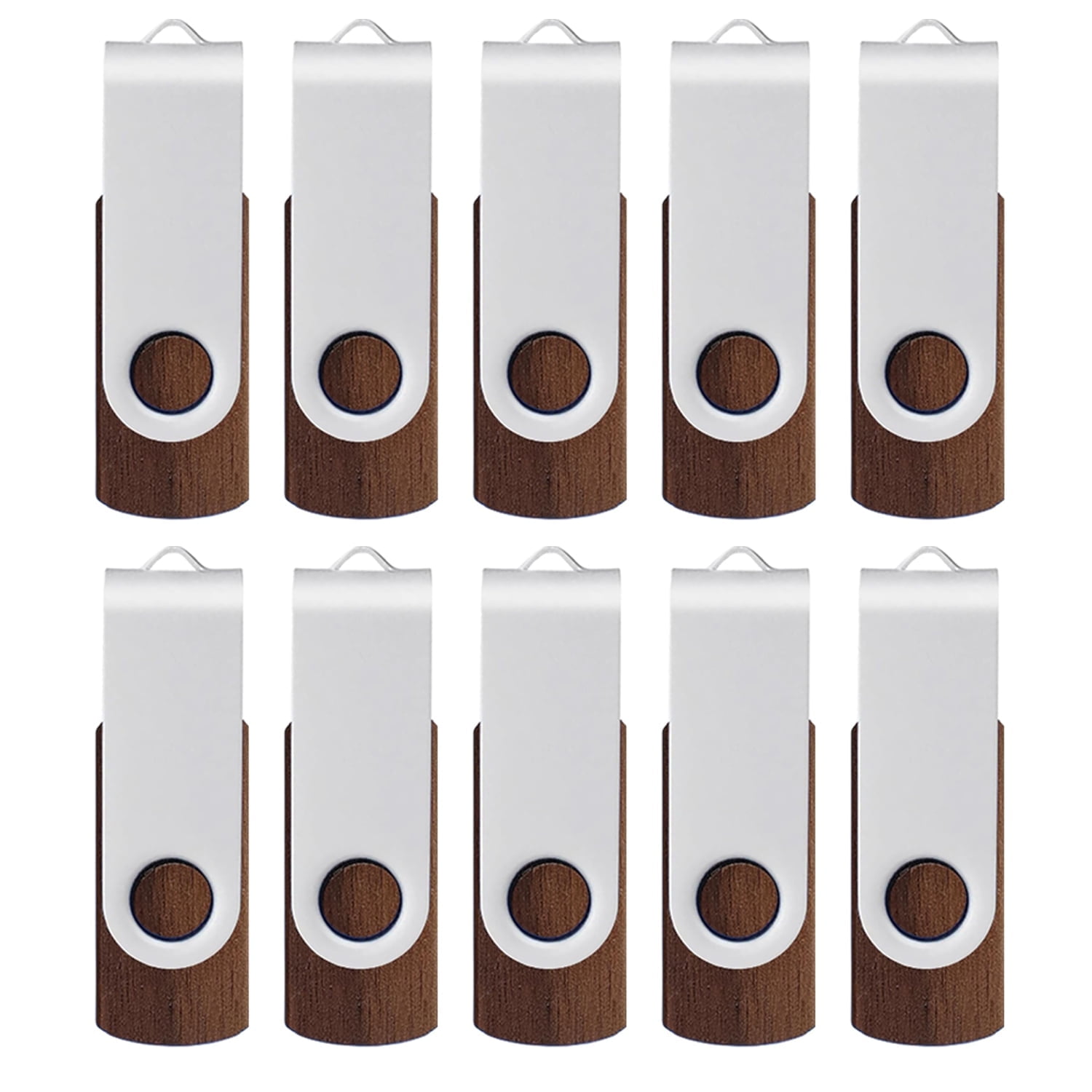 Wood USB flash drive USB 2.0 rotary thumb drive USB drive, used for digital data storage, Zip drive, USB flash drive (10PACK * 4GB)
