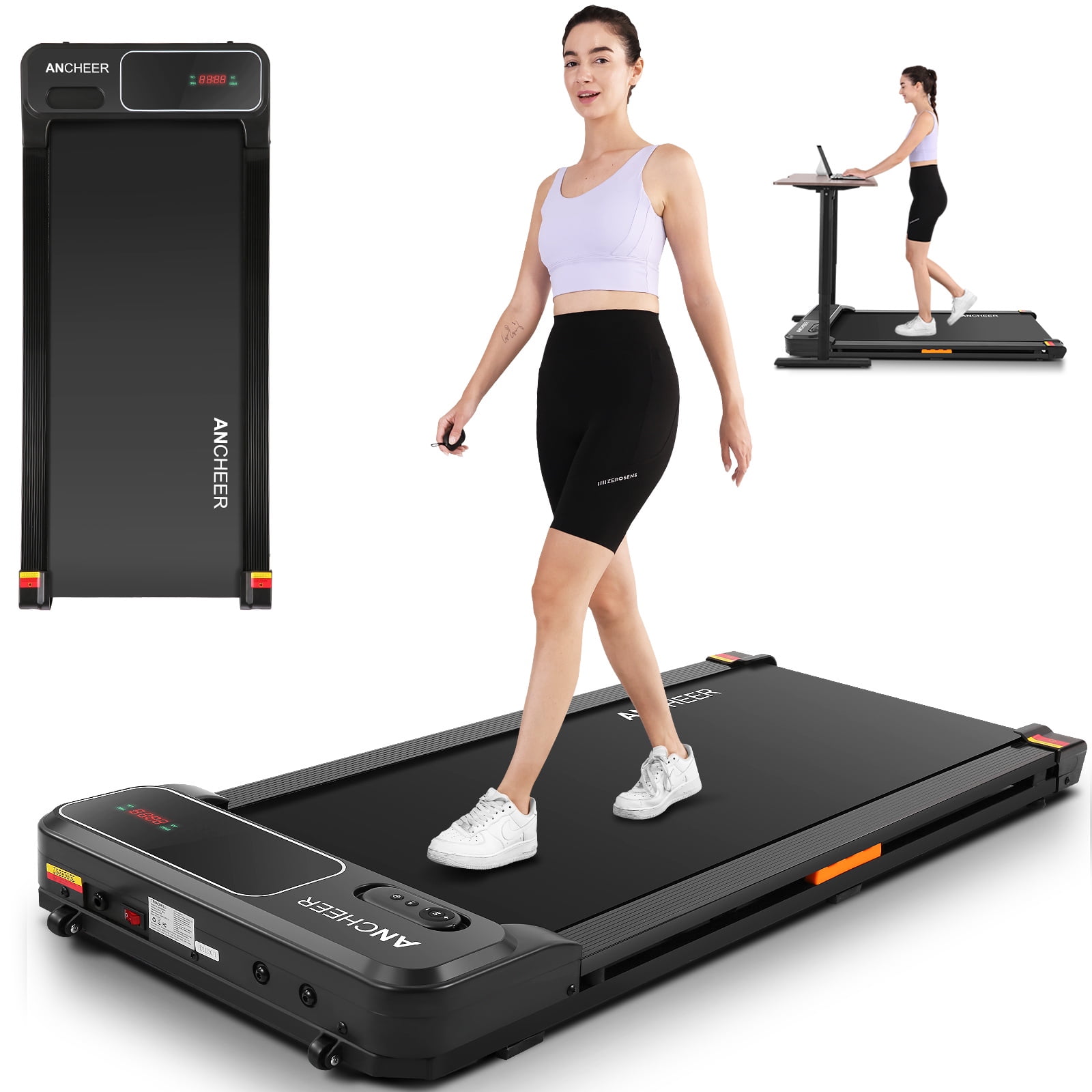 ANCHEER Walking Pad Treadmill with Remote Control Under Desk Treadmill for Home Office Speed Range 0.6 4mph 300 lbs Weight Capacity Walmart