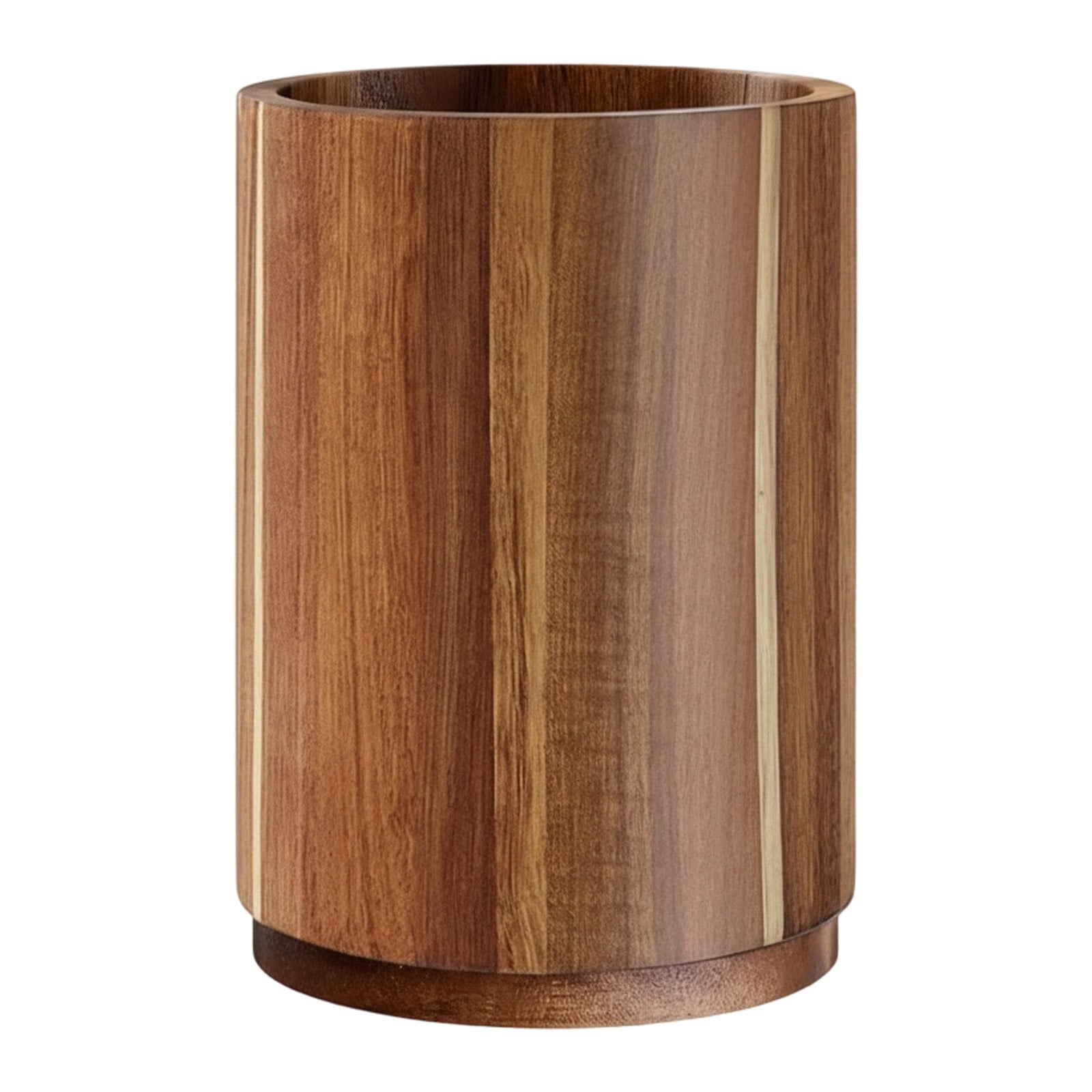 Wood Utensil Holder for Kitchen Counter,5.9"x6.5'' Wooden Cooking Utensil Crock for Countertop,Kitchen Countertop Organizer with Non-Slip Base,Farmhouse Kitchen Decor(White)