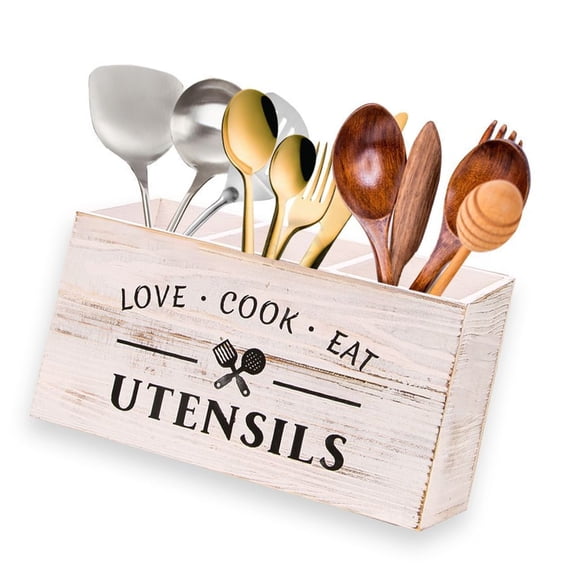 Wood Utensil With Compartments For 50+ Accessories