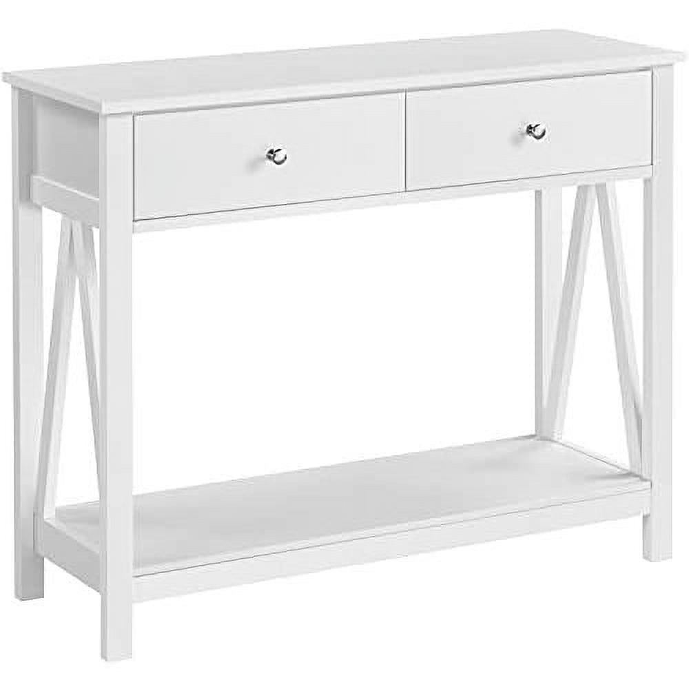 Wood VShaped Design Sofa & Console Table Hallway Table with 1 Drawer