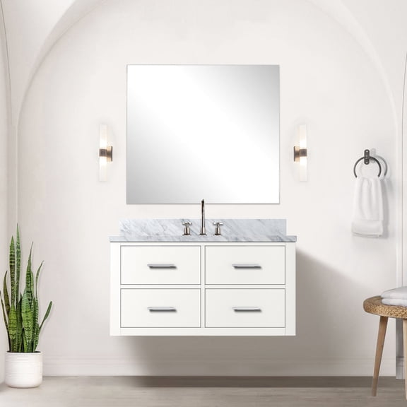 Wood Vanity in White | Single Sink for Small Bathroom Use | Easy Installation Experience