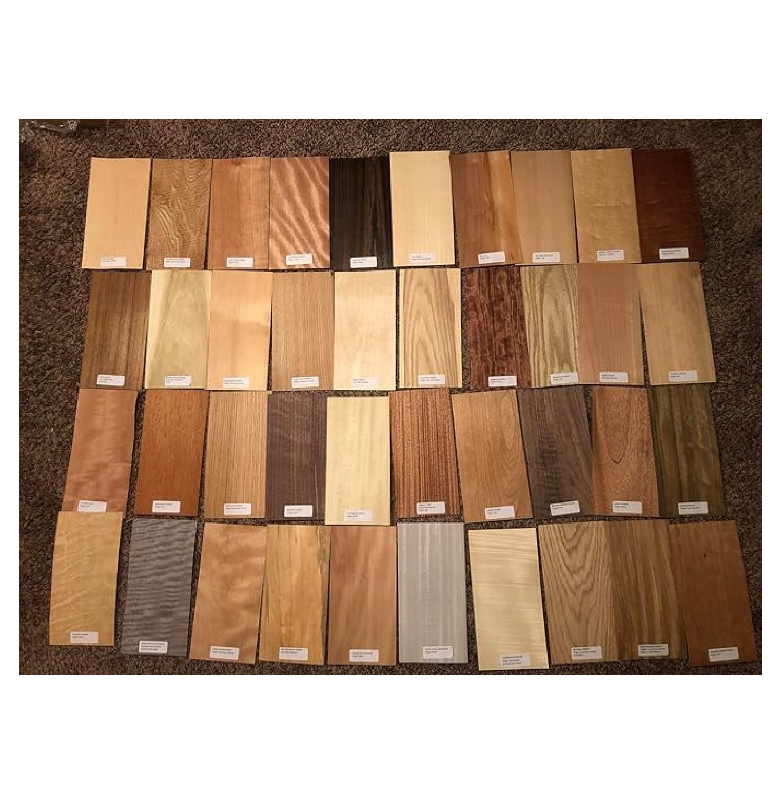 Elite Fingerboard Wood Veneer 70 Pieces, 2 X 4.5 Exotic Variety Makes 14 Boards