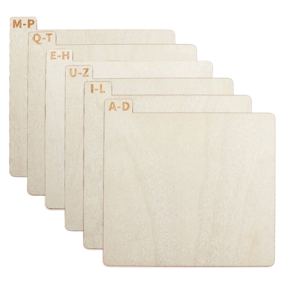 Wood Vinyl Record Divider Alphabet Separator Letter A~Z Organizer for Album CD DVD Media Book Shelf Storage Rectangle White 300x300x4.9mm 6pcs/set
