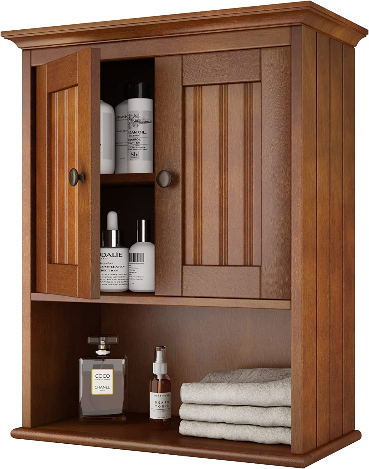 Wood Wall Cabinet, Bathroom Medicine Cabinet Storage with Doors and ...