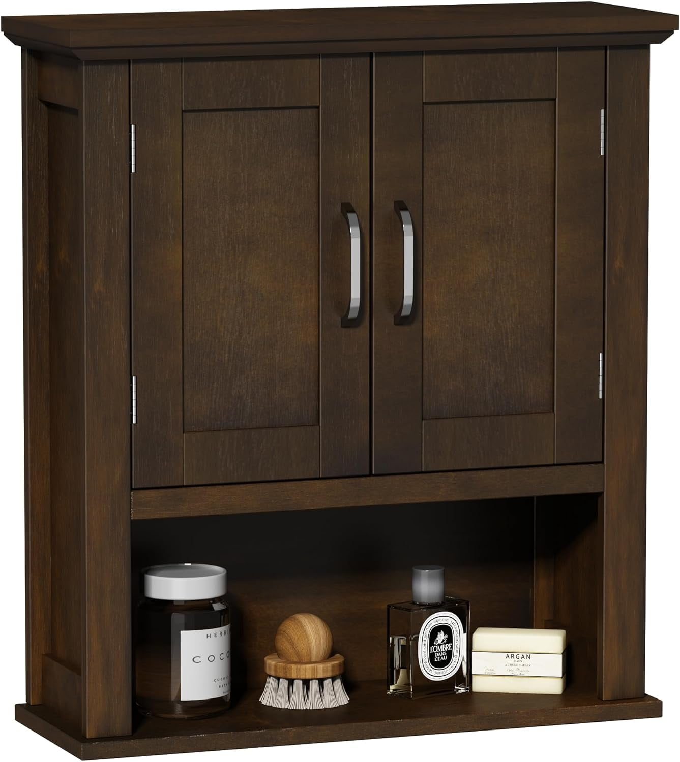 Wood Wall with Doors, Medicine with Adjustable Shelves