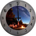 thumbnail image 1 of Wood Wall Clock 12 Inch Camping Wall Art Coastal Lake Wall Decor Round Small Battery Operated Gray, 1 of 3