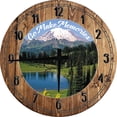thumbnail image 1 of Wood Wall Clock 12 Inch Camping Wall Art Mt Everest Go Make Memories National Park Round Small Battery Operated, 1 of 3