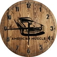 thumbnail image 1 of Wood Wall Clock 12 Inch Car Wall Art American Muscle Classic Car Wall Art Racing Round Small Battery Operated, 1 of 3