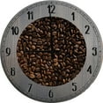 thumbnail image 1 of Wood Wall Clock 12 Inch Coffee Bean Wall Decor Kitchen Wall Art Round Small Battery Operated Gray, 1 of 3