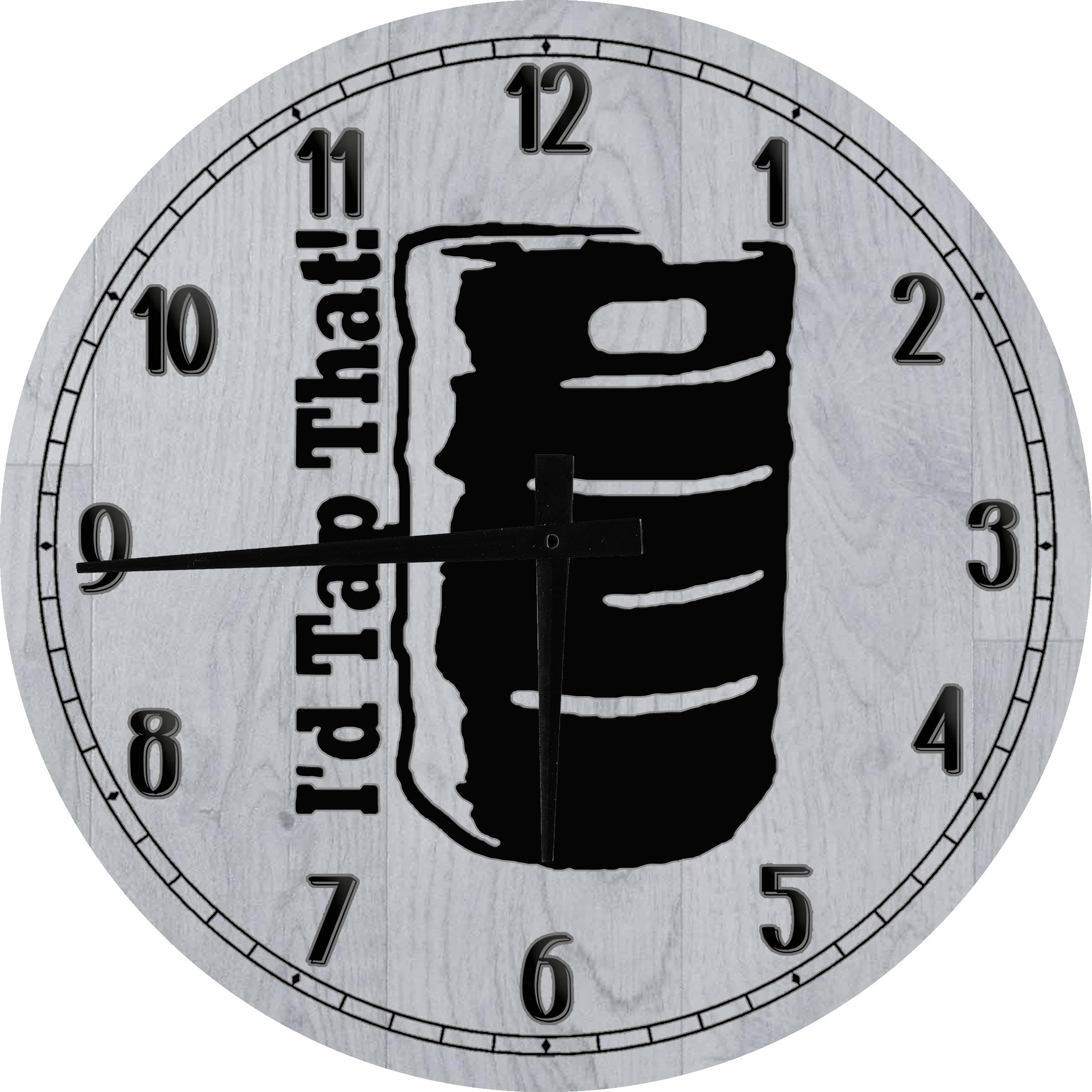 Wood Wall Clock 12 Inch I'd Tap That Beer Drinking Keg Bartender ...