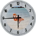thumbnail image 1 of Wood Wall Clock 12 Inch Tropical for Kitchen Flamingo Wall Art Round Small Battery Operated Gray, 1 of 3