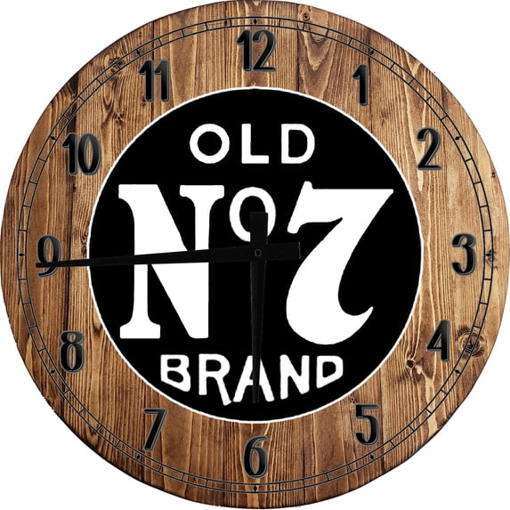 Wood Wall Clock 18 Inch Round Old No 7 Tennessee Round Small Battery Operated Brown Wall Art