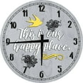 thumbnail image 1 of Wood Wall Clock 18 Inch Round This Is Our Happy Place Round Small Battery Operated Gray Wall Art, 1 of 4