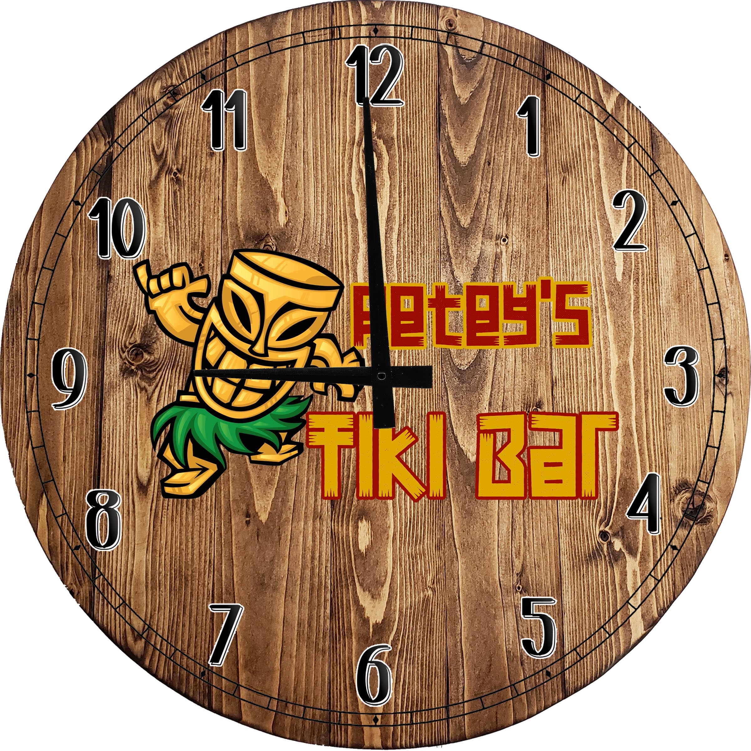 Wood Wall Clock 18 Inch Round Tiki Bar Shakka Monster Hawaii Round ...