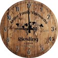 thumbnail image 1 of Wood Wall Clock 18 Inch Round Wine Vineyard Riesling Round Small Battery Operated Brown Wall Art, 1 of 4