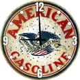 thumbnail image 1 of Wood Wall Clock American Gasoline Garage Large Wall Clock 18 Inch Round, 1 of 4