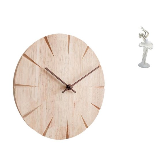 Wood Wall Clock Modern Ballerina Sculpture Silent Function for Office Study Living Room Decoration