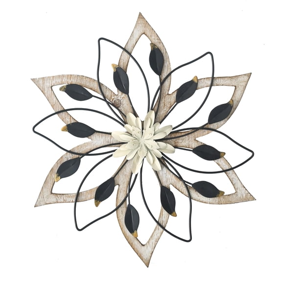 Wood Wall Decor, Metal Rustic Wall Art Farmhouse Wall Decorations Multiple Floral Hanging Decor for Bathroom Living Room Home Office Garden Kitchen