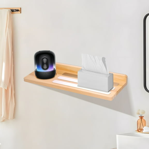 Wood Wall Floating Shelf Space Saving Floating Storage Shelf Single Layer Wall Mount Bracket Magnetic Fixing for Home Office