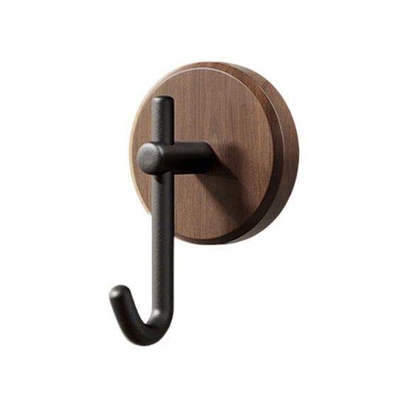 Wood Wall Hook for Hanging, Self-Adhesive Decorative Hook for Bathroom, Cloakroom, Kitchen, Laundry Room, No Drilling Damage Wood Coat Hook for Towel Clothes Blanket Hat Backpack Robe,Brown