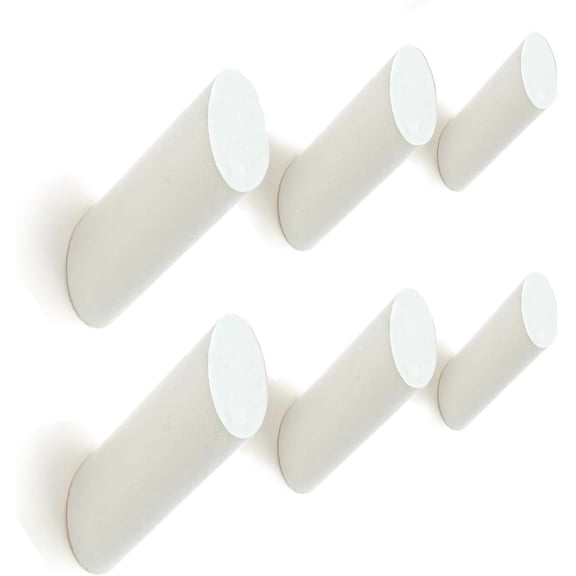 Wood Wall Hooks, 6 Pack | Modern, Decorative White Wooden Hangers Wall Mounted | Coat Hooks | Hook for Hanging Backpage, Robe, Hat, Towel, Coat, Purse, Bag