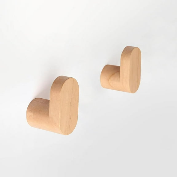 Wood Wall Hooks, Modern Minimalist Wood Hooks Wall Mounted, Natural Wooden Wall Coat Hook Rack, Wooden pegs for Hanging Hat, Towel, Robe, Bag (Pack of 4pcs)