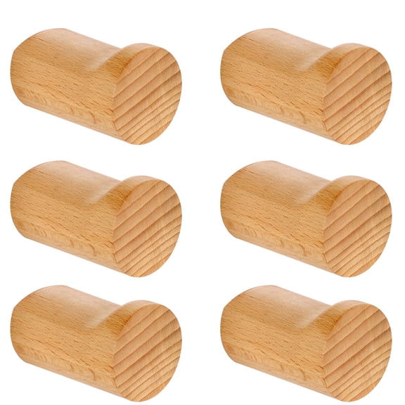 6 Pack Natural Solid Walnut Wall Hooks – Heavy Duty Wooden Coat Hooks with 11lb Capacity, Rustic Entryway Hangers for Jackets, Hats & Bags, Easy Installation with Screws Included