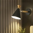 thumbnail image 1 of Wood Wall Lamp Nordic Metal Shade Wall Sconce, Modern Bedside Wall Lights Reading Lamps for Bedroom Bedside Living Room Study Office Library Indoor Lighting Fixtures, 1 of 4