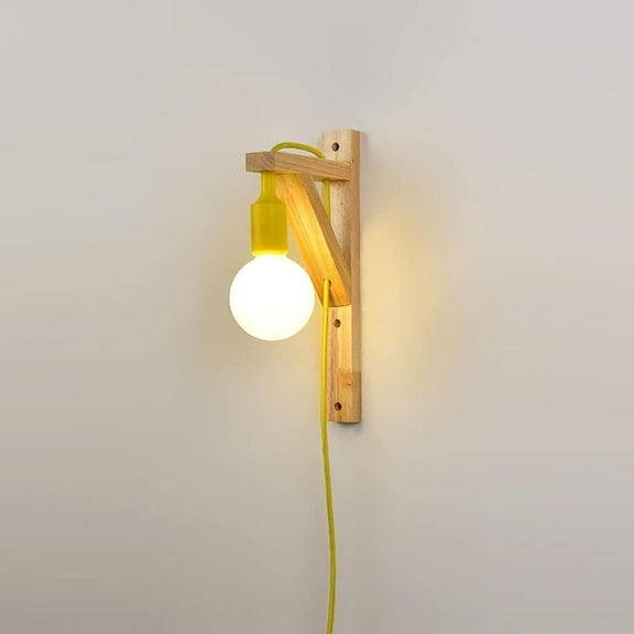 Wood Wall Light Nordic Indoor Wall Sconce Geometric Wall Lamp Modern Headboard Lamp Night Lights, Living Room Bedroom Loft Entrance E27 Wall Sconce Lighting Fixtures