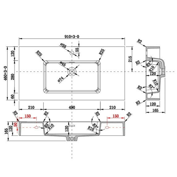 Wood Wall-Mounted Bathroom Vanity Set with White Integrated Resin Sink 30" x 18" - Grey