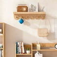 thumbnail image 1 of Wood Wall Mounted Hook Rack with 6 Non-Rusting Hooks for Bathroom, Kitchen, and Entryway - Durable Coat, Towel, Hat Organizer, 1 of 6