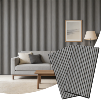 Wood Wall Panels 2 Pack, Home Improvement Wood Panels for Wall 47.2" x 23.5" x 0.74" Wall Panels for Interior Wall Decor, 3D Wood Slat Wall Panel/Fluted Soundproof Slat Sound Absorbing Panels Grey