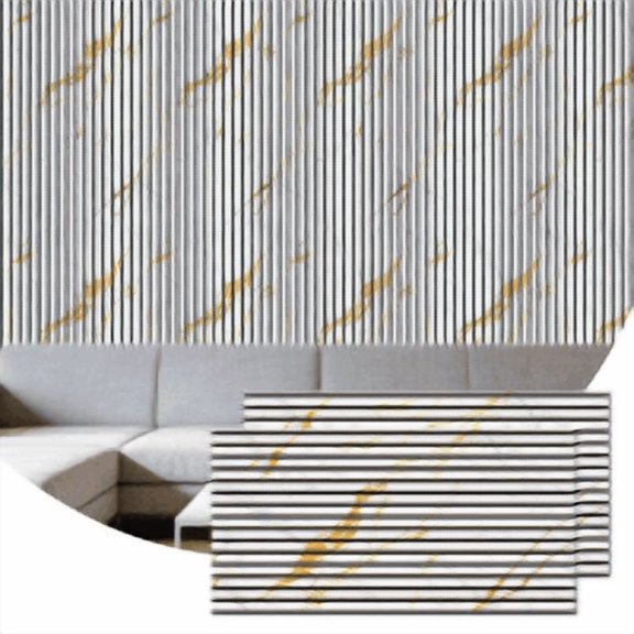 Wood Wall Panels 4 Pack, Home Improvement Wood Panels for Wall 47.2" x 23.5" x 0.74" Wall Panels for Interior Wall Decor, 3D Wood Slat Wall Panel/Fluted Soundproof Slat Sound Absorbing Panels Marble