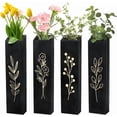thumbnail image 1 of Wood Wall Planter 4 Pack Indoor Pocket Wall Vases Decor for Boho Farmhouse Living Room Bedroom Dried Flowers Greenery Plants Black, 1 of 8