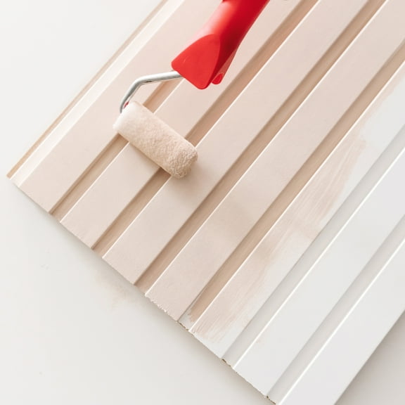 Wood Wall Slat Panels - 12" x 3.9" / SAMPLE / (White - Paintable)