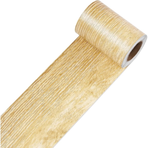 Wood Wallpaper Border Peel and Stick 3.93"x393" Wood Wall Border Vinyl Light Wood Grain Border Wallpaper Removable Bathroom Border Self Adhesive Wood Look Border Wallpaper