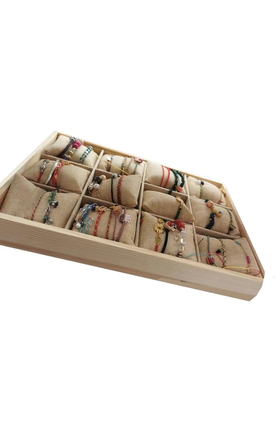 Wood Watch Display Case 12 Compartment Stackable Bracelet Storage Tray