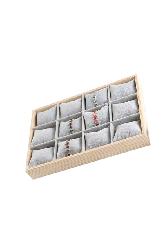 Wood Watch Display Case 12 Compartment Stackable Bracelet Storage Tray